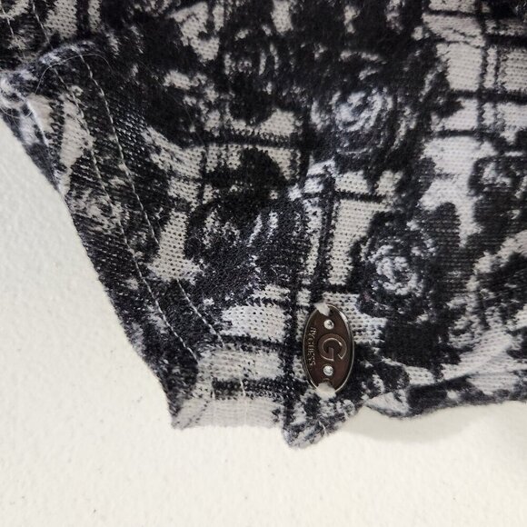 Guess Tank Top Womens Medium Black White Rose Floral Sleeveless Fariegoth - Picture 13 of 14